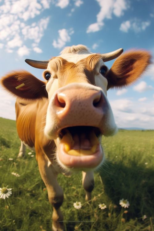 草地里吃草的牛家畜动物摄影图 摄影